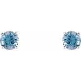 14K White 5 mm Natural Aquamarine Earrings